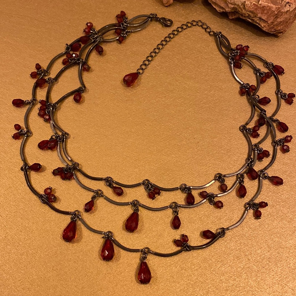 Vintage ruby crystal necklace